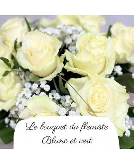 Bouquet du fleuriste  moyenne tige - Blanc et Vert