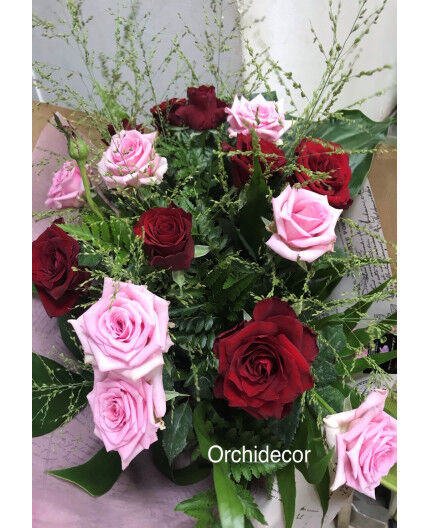 Bouquet de roses rose et rouge