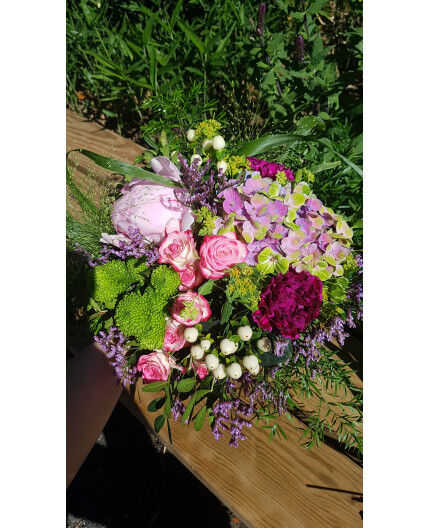 Bouquet rond rose poudré 